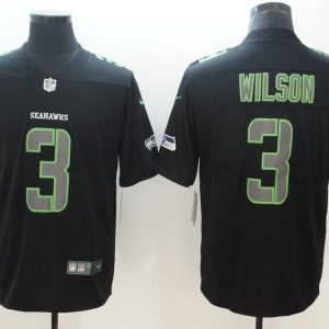 NFL 2018 Seattle Seahawks #3 Wilson Fashion Impact Black Color Rush Limited Jersey