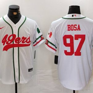 Men's San Francisco 49ers #97 Nick Bosa White Stitched Baseball Jersey