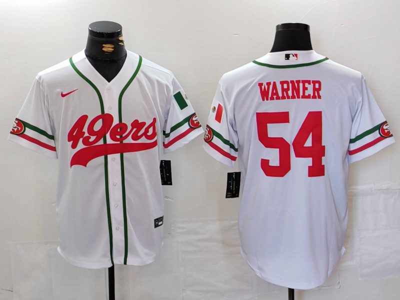 Men's San Francisco 49ers #54 Fred Warner White Stitched Baseball Jersey