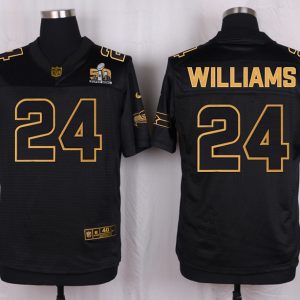 Mens Seattle Seahawks #24 Marshawn Lynch Pro Line Black Gold Collection Jersey