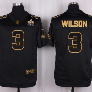 Mens Seattle Seahawks #3 Russell Wilson Pro Line Black Gold Collection Jersey