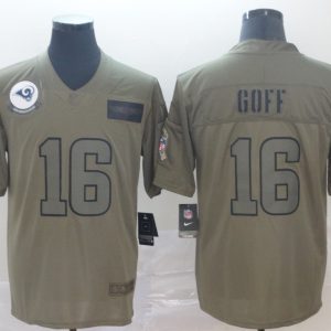 Nike Rams #16 Jared Goff 2019 Olive Salute To Service Limited Men Jersey
