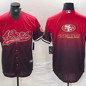 Men's San Francisco 49ers Team Big Logo Red/Black With Patch Cool Base Stitched Baseball Jersey