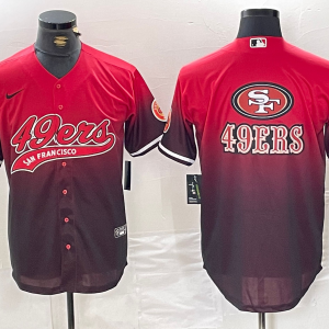 Men's San Francisco 49ers Team Big Logo Red/Black With Patch Cool Base Stitched Baseball Jersey