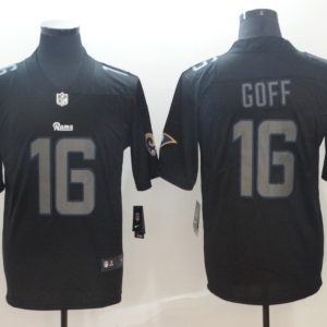 Nike 2018 Los Angeles Rams #16 Jared Goff Fashion Impact Black Color Rush Limited Jersey