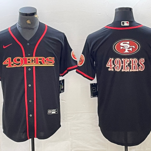 Men's San Francisco 49ers Black Team Big Logo With Patch Cool Base Baseball Stitched Jersey