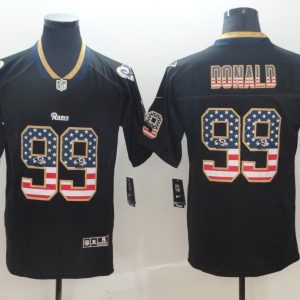 Nike 2018 Los Angeles Rams #99 Donald USA Flag Fashion Black Color Rush Limited Jersey