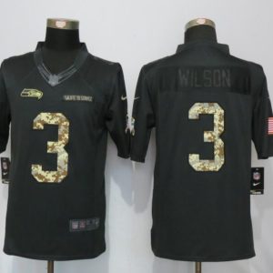 New Nike Seattle Seahawks 3 Wilson Anthracite Salute To Service Limited Jersey