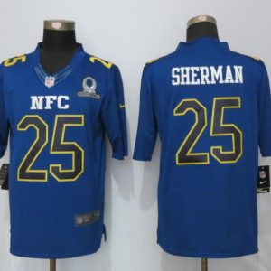 New Nike Seattle Seahawks 25 Sherman Nike Navy 2017 Pro Bowl Limited Jersey