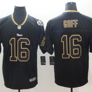 Nike 2018 Los Angeles Rams #16 Jared Goff Lights Out Black Color Rush Limited Jersey