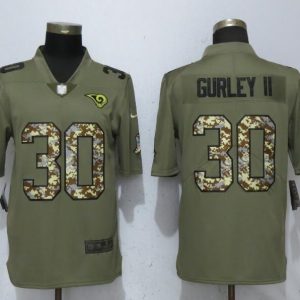 New Nike St.Louis Rams 30 Gurley II Olive/Camo Carson 2018 Salute to Service Limited Jersey