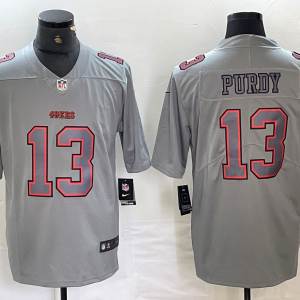 Men's San Francisco 49ers #13 Brock Purdy Grey Atmosphere Fashion Limited Jersey