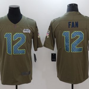 Mens Seattle Seahawks #12 Fan Olive Salute to Service Limited Jersey