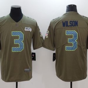Mens Seattle Seahawks #3 Wilson Olive Salute to Service Limited Jersey
