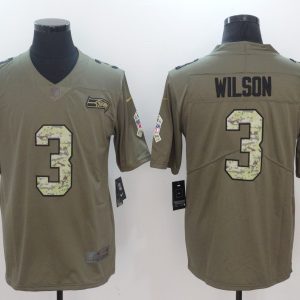 Mens Seattle Seahawks #3 Wilson Olive Salute to Service Limited Jersey