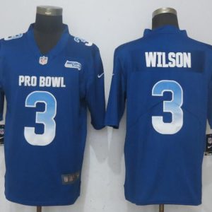 Nike Seattle Seahawks 3 Wilson Blue Nike Royal 2018 Pro Bowl Limited Jersey