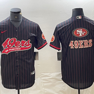 Men's San Francisco 49ers Black Team Big Logo With Patch Cool Base Stitched Baseball Jersey
