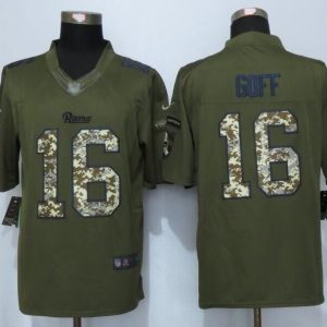 New Nike Los Angeles Rams 16 Goff Green Salute To Service Limited Jersey