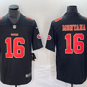 Men's San Francisco 49ers #16 Montana Black Vapor Untouchable Limited Jersey