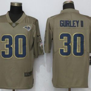 Mens Los Angeles Rams #30 Gurley II Olive Salute to Service Limited Jersey