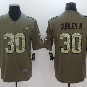 NFL Los Angeles Rams #30 Gurley II Olive Salute to Service Vapor Limited Jersey
