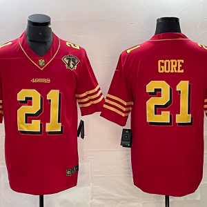 Men's San Francisco 49ers #21 Frank Gore Red Gold With 75th Patch Vapor Untouchable Limited Jersey