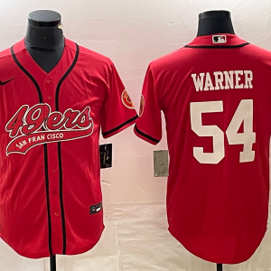 Men's San Francisco 49ers #54 Fred Warner New Red Cool Base Stitched Baseball Jersey
