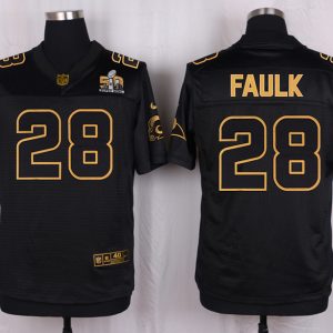 Mens St.Louis Rams #28 Faulk Pro Line Black Gold Collection Jersey