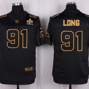 Mens St.Louis Rams #91 Long Pro Line Black Gold Collection Jersey