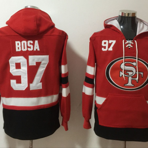 Men's San Francisco 49ers #97 Nick Bosa Red Ageless Must-Have Lace-Up Pullover Hoodie