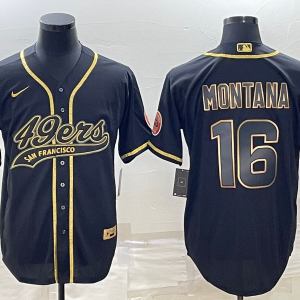 Men's San Francisco 49ers #16 Joe Montana Black Baseball Nike Jersey