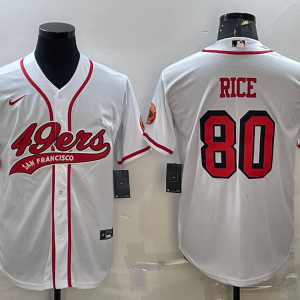 Men's San Francisco 49ers #80 Jerry Rice White Baseball Nike Jersey