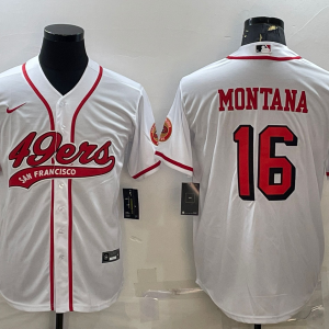 Men's San Francisco 49ers #16 Joe Montana White Baseball Nike Jersey
