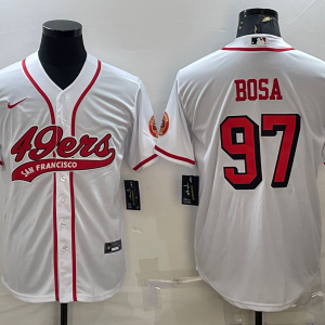 Men's San Francisco 49ers #97 Nick Bosa White Baseball Nike Jersey
