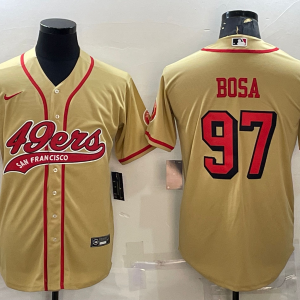 Men's San Francisco 49ers #97 Nick Bosa Gold Baseball Nike Jersey