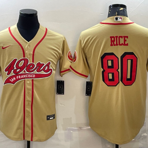 Men's San Francisco 49ers #80 Jerry Rice Gold Baseball Nike Jersey