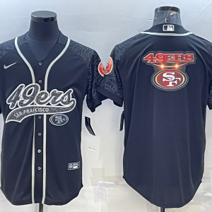 Men's San Francisco 49ers Black Reflective Team Big Logo With Patch Jersey