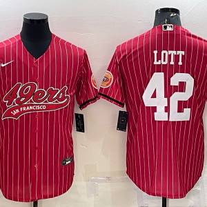 Men's San Francisco 49ers #42 Lott Red Baseball Nike Jersey