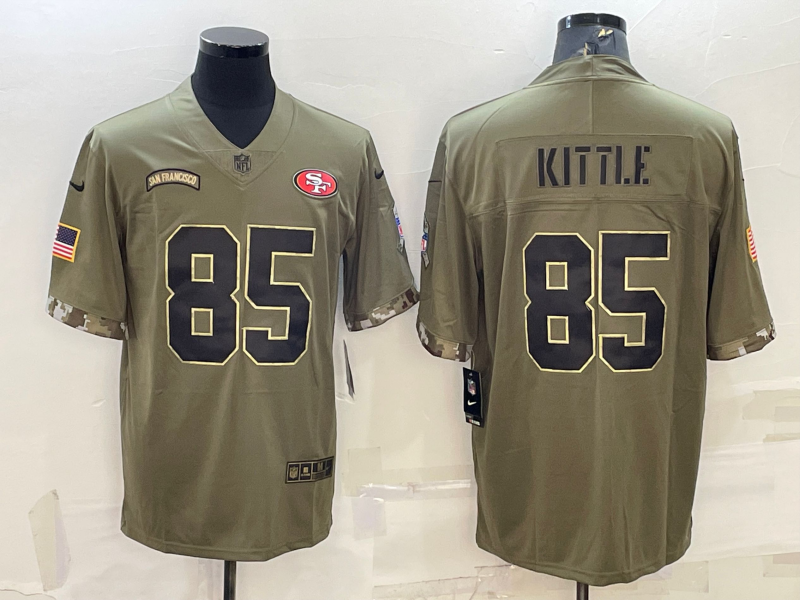 Men's San Francisco 49ers #85 George Kittle 2022 Olive Salute To Service Limited Jersey