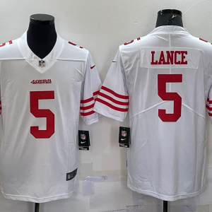 Men's San Francisco 49ers #5 Trey Lance 2022 New White Vapor Untouchable Limited Jersey