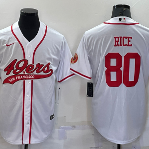 MLB San Francisco 49ers #80 Rice White Baseball Nike Jersey
