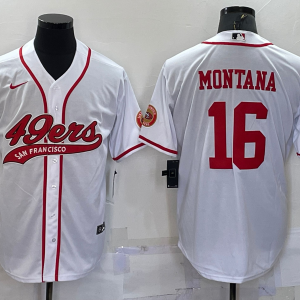Men's San Francisco 49ers #16 Joe Montana White Baseball Nike Jersey