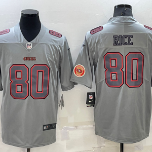 Men's San Francisco 49ers #80 Rice Grey Atmosphere Fashion Limited Jersey