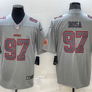 Men's San Francisco 49ers #97 Nick Bosa Grey Atmosphere Fashion Limited Jersey