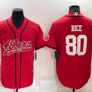 MLB San Francisco 49ers #80 Rice Red Baseball Nike Jersey