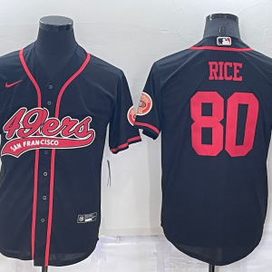Men's San Francisco 49ers #80 Rice Black Baseball Nike Jersey