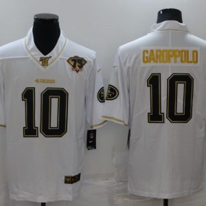 Men's San Francisco 49ers #10 Jimmy Garoppolo White Gold 75th Anniversary Jersey