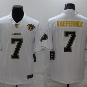 Men's San Francisco 49ers #7 Colin Kaepernick White Gold 75th Anniversary Jersey