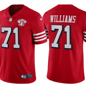 Men's San Francisco 49ers #71 Trent Williams Red 2021 75th Anniversary  Vapor Limited Jersey