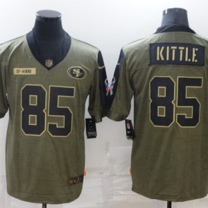 Men's San Francisco 49ers #85 George Kittle 2021 Olive Salute To Service Limited Jersey